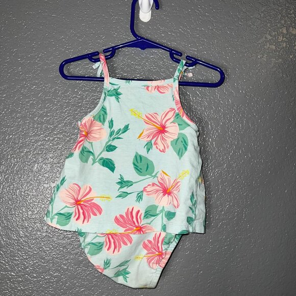 Carter’s Baby Girl 12M Floral Romper Dress Set – Tropical Hibiscus Print - Picture 3 of 3